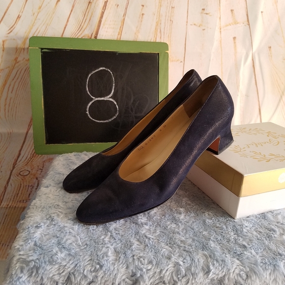 Salvatore Ferragamo Shoes - Salvatore Ferragamo Dark Blue Suede Heels